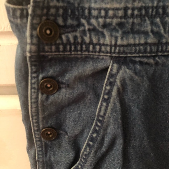 Christmas Jean Overalls Reindeer overalls blue denim cut offs Ladies medium - Picture 5 of 15